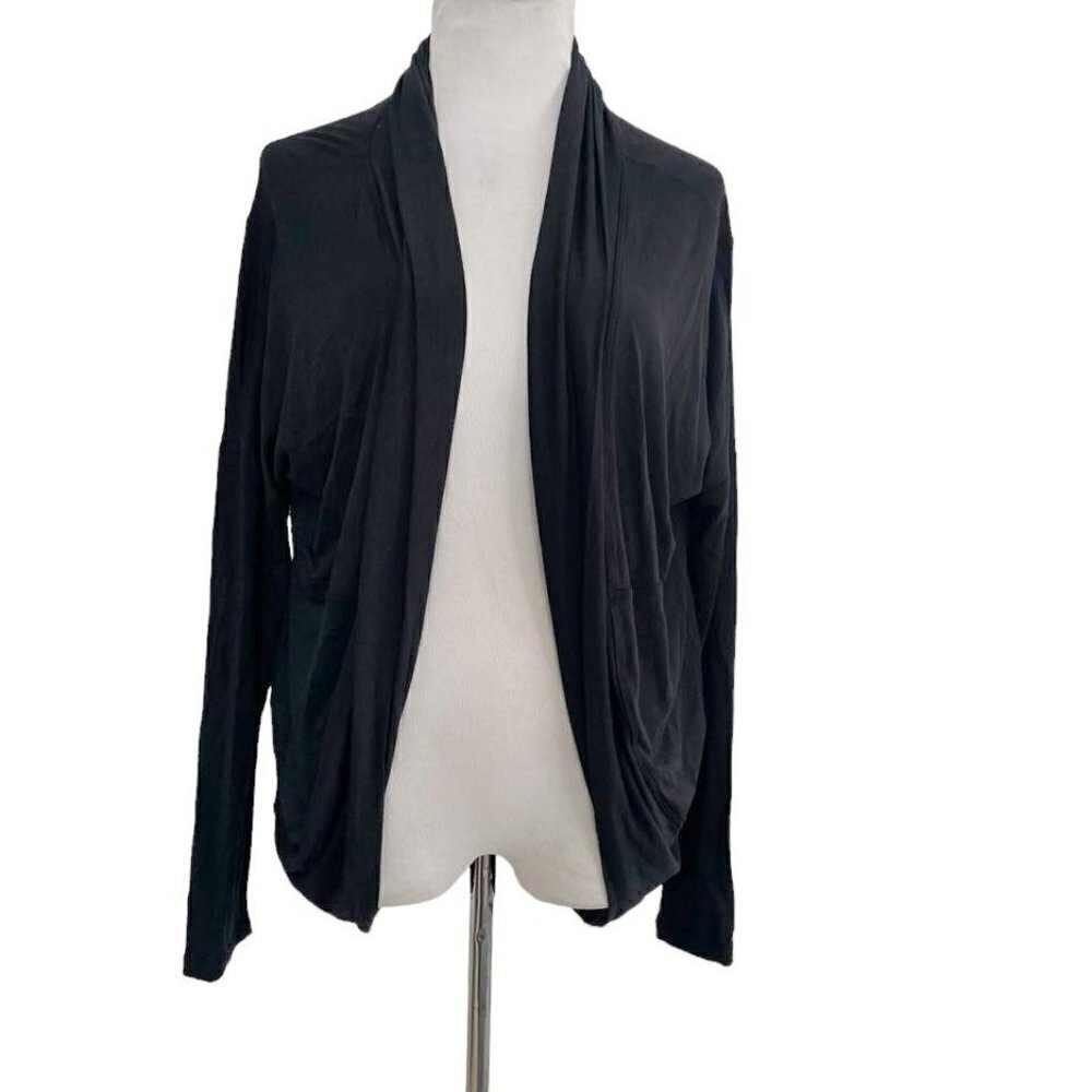 Prana Size Small Open Front Cardigan Black Pockets